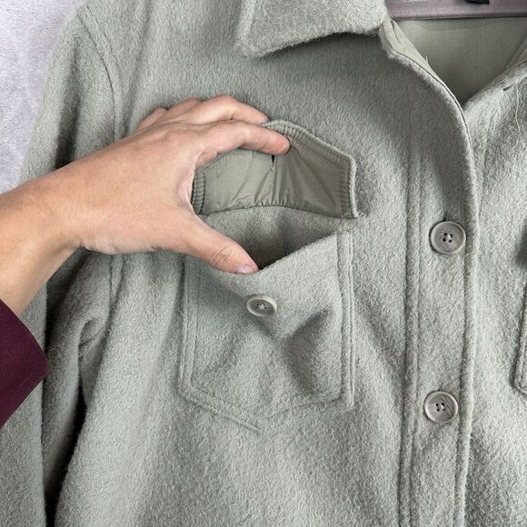 Hilary Radley Shacket Women Large Green Thick Shirt Jacket Preppy Casual Minimal - Picture 6 of 16